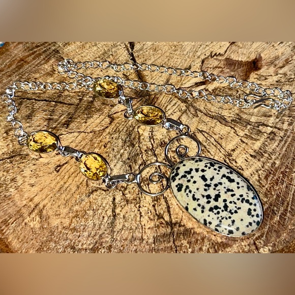 Dalmation Jasper Pendant Necklace 16-17” - Picture 11 of 12